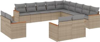vidaXL Set Sof&aacute;s De Jard&iacute;n Con Cojines 13 Pzas Rat&aacute;n Sint&eacute;tico Beige Vidaxl