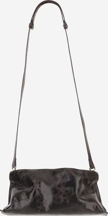 Benedetta Bruzziches Womens Glossy Leather Bag Dark Brown Shoulder