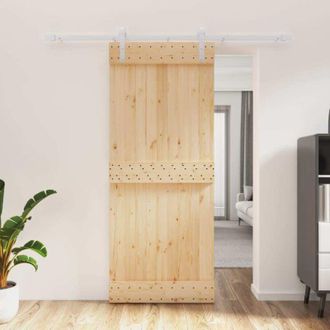 vidaXL Vidaxl - Puerta Corredera Con Herrajes Madera Maciza De Pino 85x210 Cm