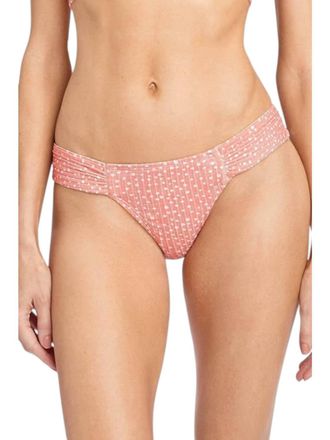 Robin Piccone Ally Dot Rib Tab Side Bikini Bottom In Blush