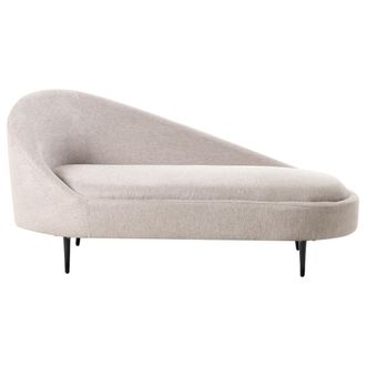 Beliani Chaise Longue Tapicer&iacute;a De Tela De Poli&eacute;ster Patas De Metal Dise&ntilde;o Moderno Gris Pardo Izquierdo Valreas