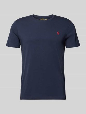 Polo Ralph Lauren Slim Fit T-Shirt mit Logo-Stitching in Marine, Gr&ouml;&szlig;e XXL