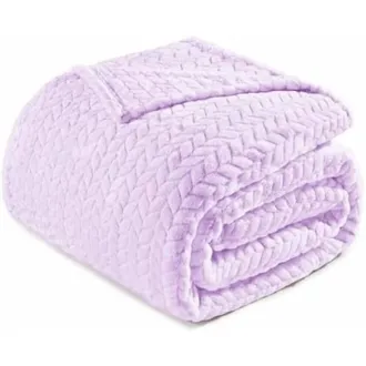 OEM Manta De Lana Extragrande, De 90 X 104 Pulgadas, Suave Y C&oacute;moda, De Franela Jacquard, Ligera Y Mullida, Ideal Para El Invierno, De Color Morado Claro