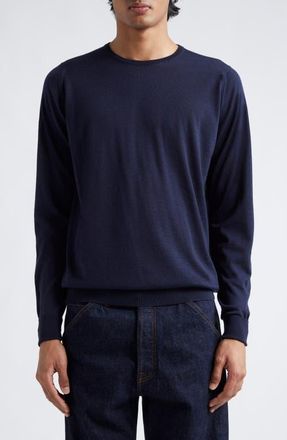 John Smedley Marcus Virgin Wool Crewneck Sweater in Midnight at Nordstrom, Size Medium