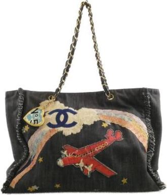 Chanel Pre-owned Denim Shoulder Bag - Dames - Vintage Shopper - Zwart - ONE Size - Denim - Vintage