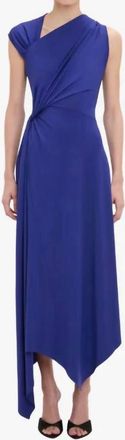 Victoria Beckham Cap Sleeve Midi Dress In Bright Indigo