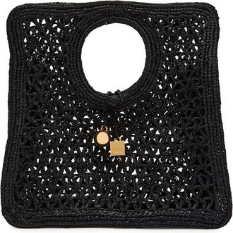 Jacquemus Le Petit Carre Spiaggia Raffia Tote bag - Black - One Size