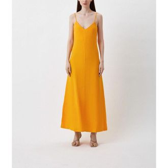 Patrizia Pepe Yellow Flax Casual Womens Dress
