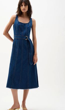 Joseph Ribkoff Womens Midi fit and flare denim dress with belt - Navy - Size: 10/8