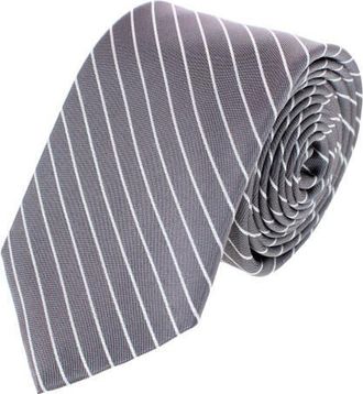 Trafalgar Store Declan Diagonal Stripe Silk Business Necktie in Grey With White Stripe at Nordstrom