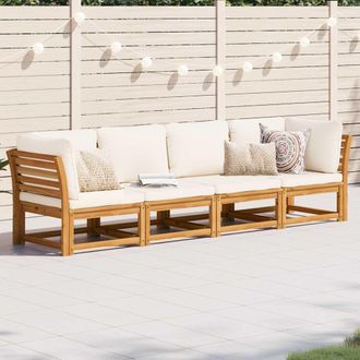 vidaXL Set De Muebles De Jard&iacute;n 4 Pzs Y Cojines Madera Maciza Acacia Vidaxl
