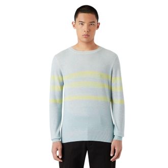 Emporio Armani EA7 Heren-sweatshirt met lange mouwen en strepen (Lichtblauw/Geel)
