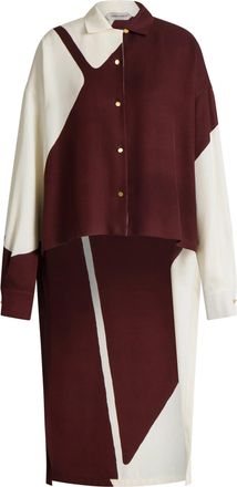 Alberta Ferretti Oversized Asymmetrical Shirt with Bold Geometric Pattern