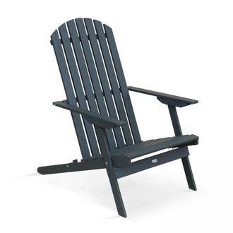 Oviala Sill&oacute;n reclinable plegable de madera de eucalipto gris