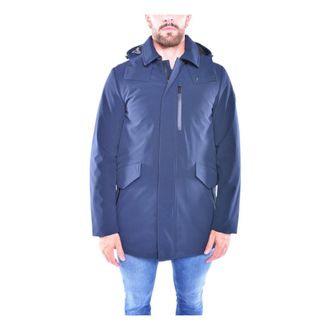 Woolrich Light Jackets, male, Blue, 2XL, Soft Shell Coat with Chevron Quilting