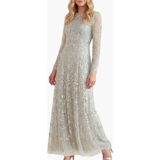 Needle & Thread Freya Long Sleeve Gown in Seafoam at Nordstrom, Size 10