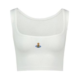 Vivienne Westwood Cropped Rib Top - Dames - Tops zonder mouwen - Wit - M - Tops