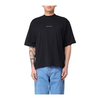 Marni T-Shirts, male, Black, L, Boxy Fit Short Sleeve Tee