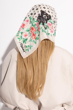 Moschino Silk Scarf With Print, Unisex, Cream