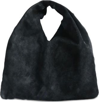 The Row Borsa a spalla Bindle piccola in pelle scamosciata - Nero