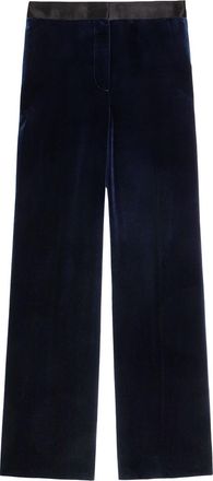 Victoria Beckham Alina Flared-leg Velvet Trousers - Navy - 12 (UK12 / M)