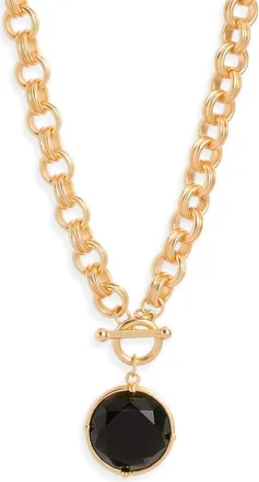 Karine Sultan Cabochon Pendant Necklace in Black/gold at Nordstrom
