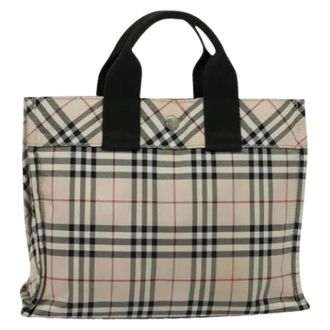 Burberry Pre-owned Tote Bags, unisex, Beige, Size: ONE SIZE Pre-owned Nova Check Blue Label Nylon Tote Bag