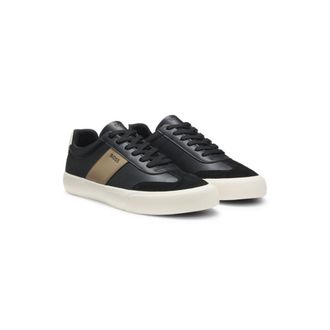 BOSS Leather-trim trainers in faux leather