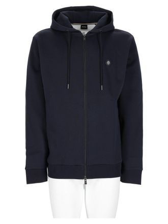 BOSS Multicolour Hooded Full-Zip Cotton-Blend Sweatshirt