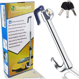 OEM Bloqueo De Volante, Barra Antirrobo Para Coche, Bloqueo De Volante Autom&aacute;tico, Fabricado En Acero Inoxidable, Con 3 Llaves (gris)