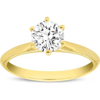 LuvMyJewelry Clara 14K Yellow Gold Round Shape Lab Grown Diamond Solitaire Engagement Ring - 0.75 ctw at Nordstrom, Size 8