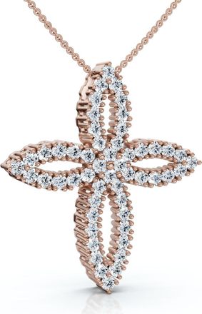 Pompeii3 1/2Ct TW Diamond Cross Religious 10k Gold Lab Grown 18 Necklace