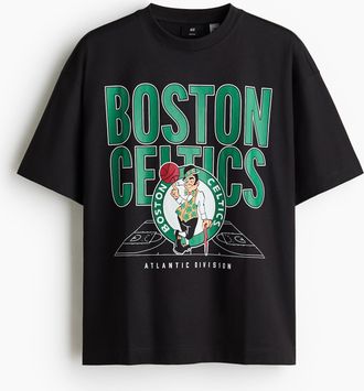 H&M T-Shirt Oversized Fit - Schwarz