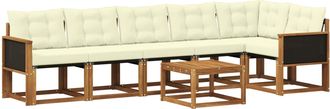 vidaXL Conjunto De Sof&aacute;s De Exterior 7 Uds. Natural Y Crema Vidaxl