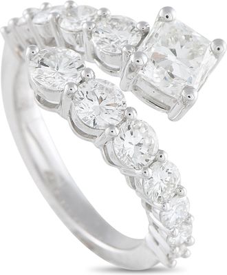 Luxury Bazaar 18K White Gold 2.6 ct Diamond Square Bypass Ring ALR-18742