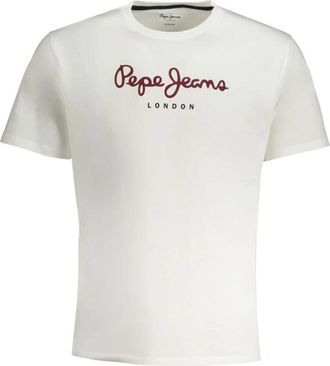 Pepe Jeans London Bianco Katoenen T-shirt - Heren - T-shirts - Wit - S - Katoen - Tops