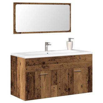 Berkfield Home Bathroom Cabinet with Mirror Old Wood Engineered Wood in Brown