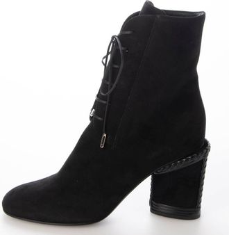 Ferragamo Chana Laceup Suede Ankle Boots, Size 7 C