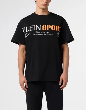 Plein Sport T-Shirt Round Neck Ss Logo Men in Black/orange at Nordstrom, Size Xxx-Large