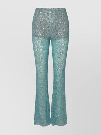 Self Portrait elastic waistband flared trousers with sequined embellishments