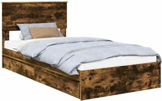 vidaXL Storage Bed with Drawer Smoked Oak 100 x 200 cm Engineered Wood vidaXL