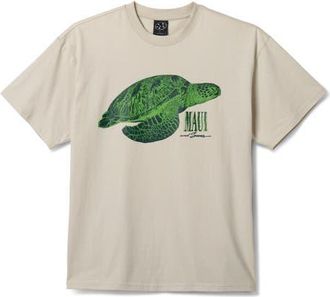Maui and Sons Sea Turtle Boxy Fit Cotton Graphic T-Shirt in Cement at Nordstrom, Size Xx-Large