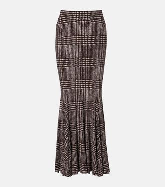 Norma Kamali Prince of Wales check maxi skirt