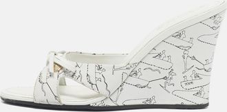 Tod's Tods White/white Leather Bow Wedge Sandals