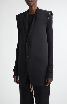 Rick Owens Raw Edge Wool Vest in Black at Nordstrom, Size 2 Us
