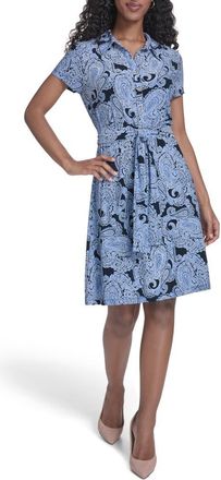 Tommy Hilfiger Floral Jersey Shirtdress in Sky Captain/Marina Blue at Nordstrom Rack, Size 18 (Similar To 16W)