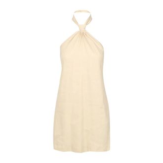 Erika Cavallini Semi Couture Abito Beige in Lino con Fiocco - - Dresses - Donna - Beige - M