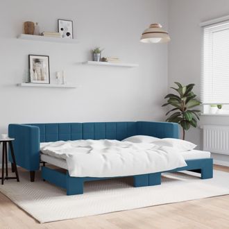 vidaXL Sof&aacute; Cama Nido Terciopelo Azul 90x200 Cm Vidaxl