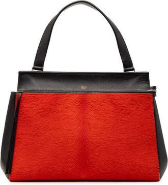 Celine Black Red Color Leather Tote Bag (Pre-Owned)