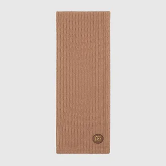 Gucci Wool Cashmere Scarf With Double G, Beige